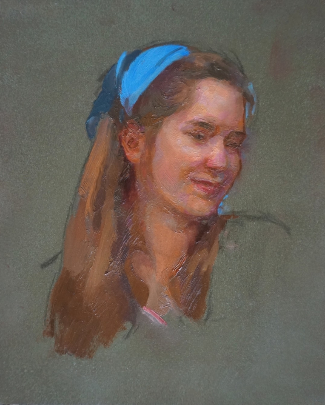 õlimaal "Tüdruk rätiga" kunstnik Saara Väli realism portree