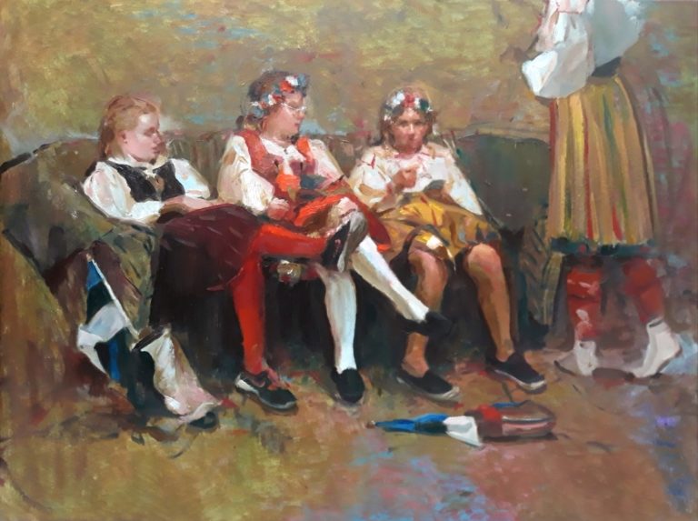 Laulupeolised laulupidu kunstnik Saara Väli Saaremaa tantsupidu õlimaal kunst