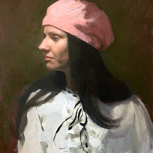 õlimaal portree ameerika_portree õlivärvid realism roosa_barett Saara Välii