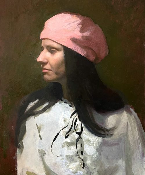 õlimaal portree ameerika_portree õlivärvid realism roosa_barett Saara Välii