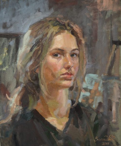 õlimaal "Autoportree" kunstnik Saara Väli realism portree