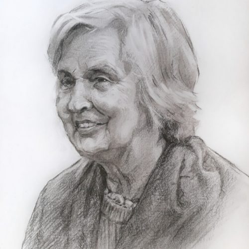 süsijoonistus "Mai" kunstnik Saara Väli realism portree